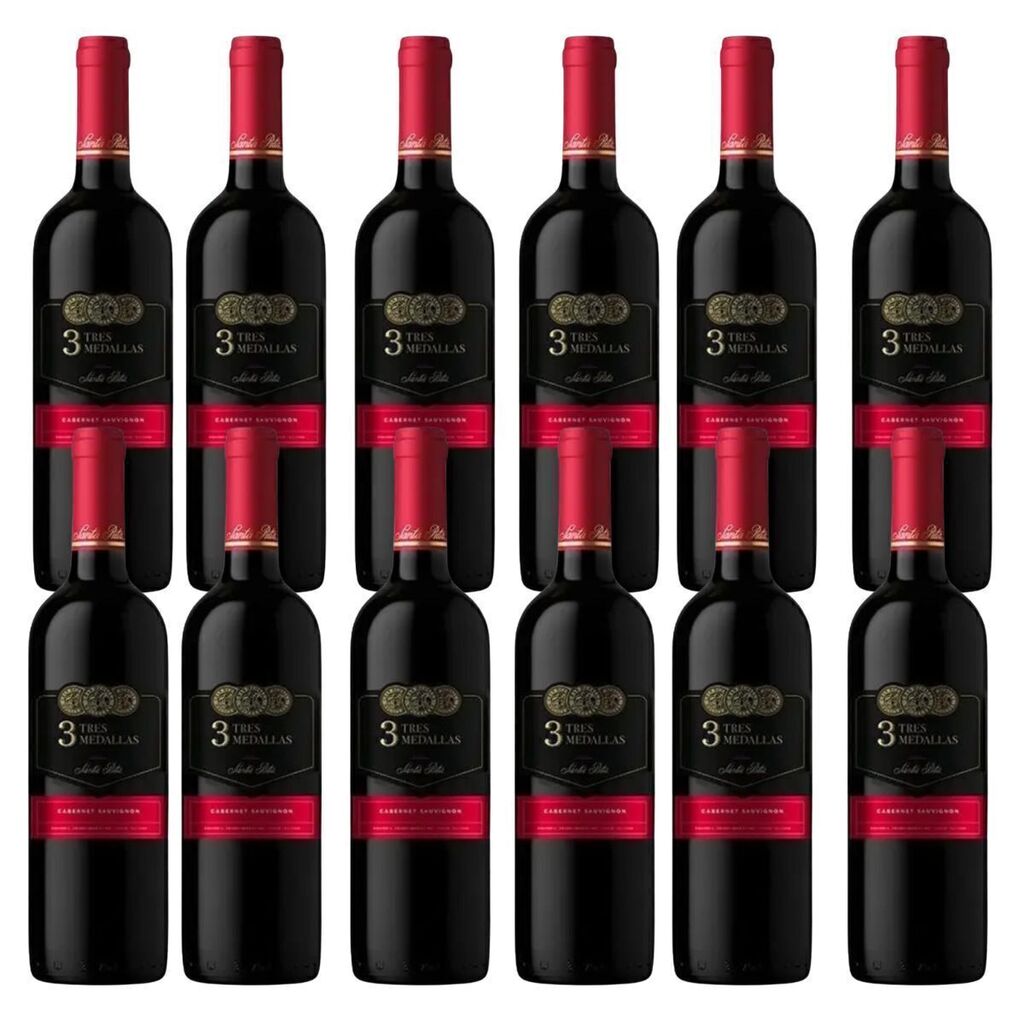 Vinho Tinto Chileno Santa Rita 3 Medalha Cabernet Sauvignon 750ml - Cx 12