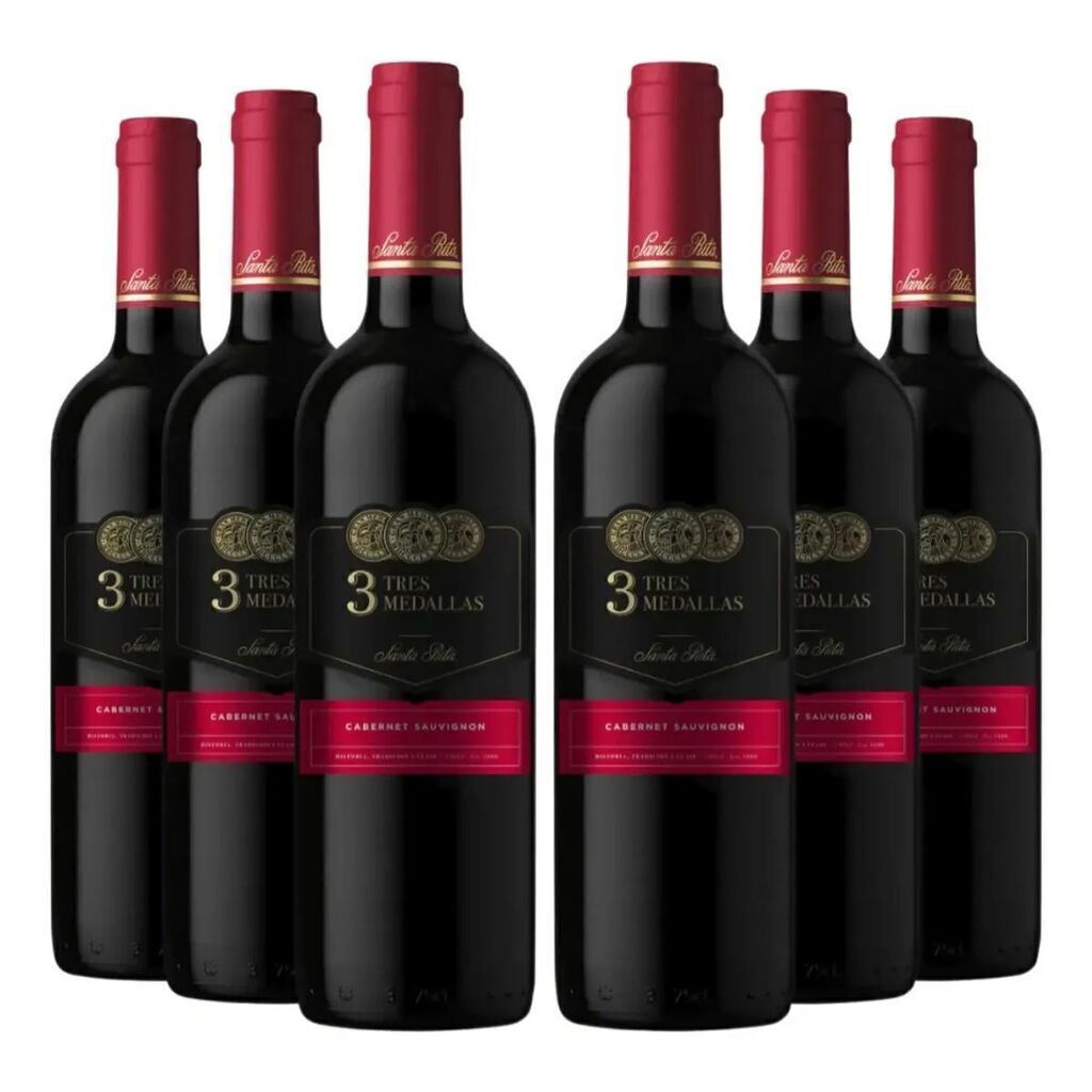 Vinho Tinto Chileno Santa Rita 3 Medalha Cabernet Sauvignon 750ml - Cx 6
