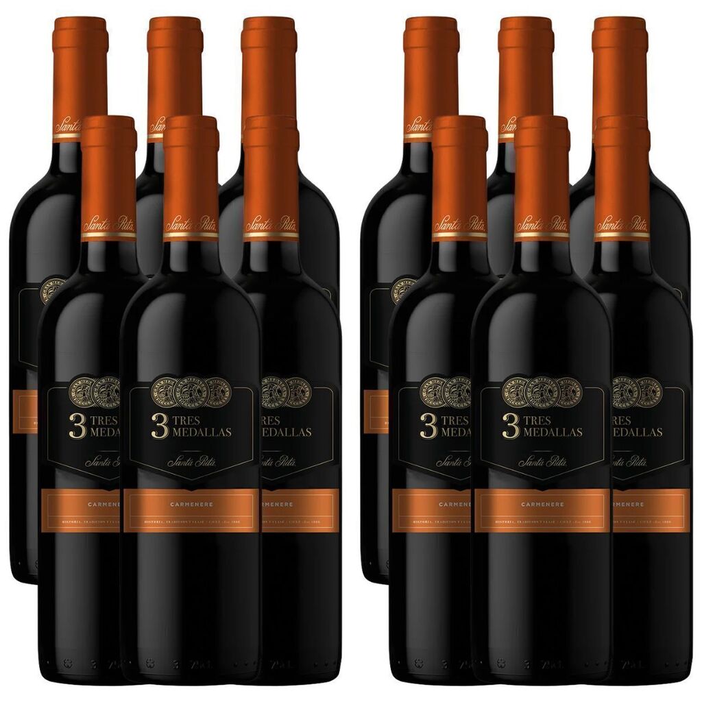 Vinho Tinto Chileno Santa Rita 3 Medalha Carmenere 750ml - Cx 12