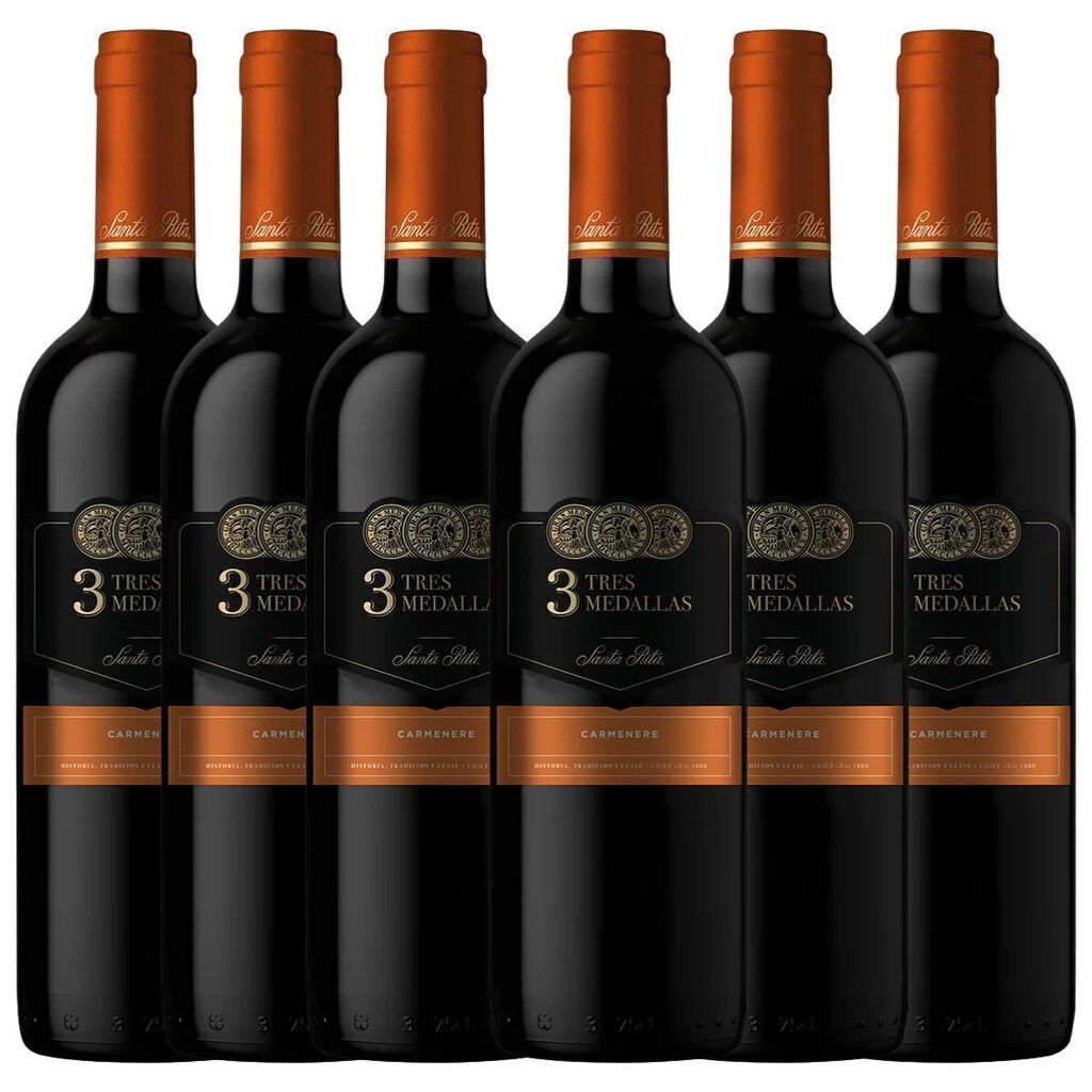 Vinho Tinto Chileno Santa Rita 3 Medalha Carmenere 750ml - Cx 6