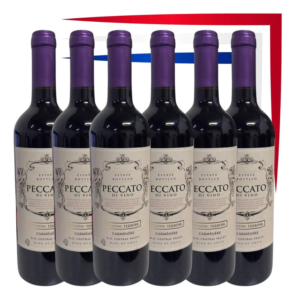 Vinho Tinto Chileno Peccato di Vino Carménère 750ml - Cx 6